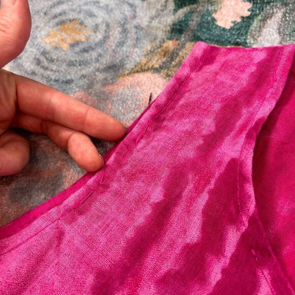 Allegra Masetti Pink Linen Dress XL Made in Italy Shift Sleeveless Mini Boho - Picture 5 of 14